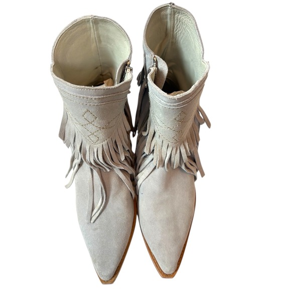 Free People Lawless Suede Fringe Ankle Boot Pointed Toe Western Cowboy Boots 9.5 - Picture 5 of 10
